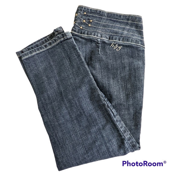 H&G Capris Junior Women's Sz 3 Blue Medium Wash Denim Stretch Jeans Studs Bling - Picture 3 of 16